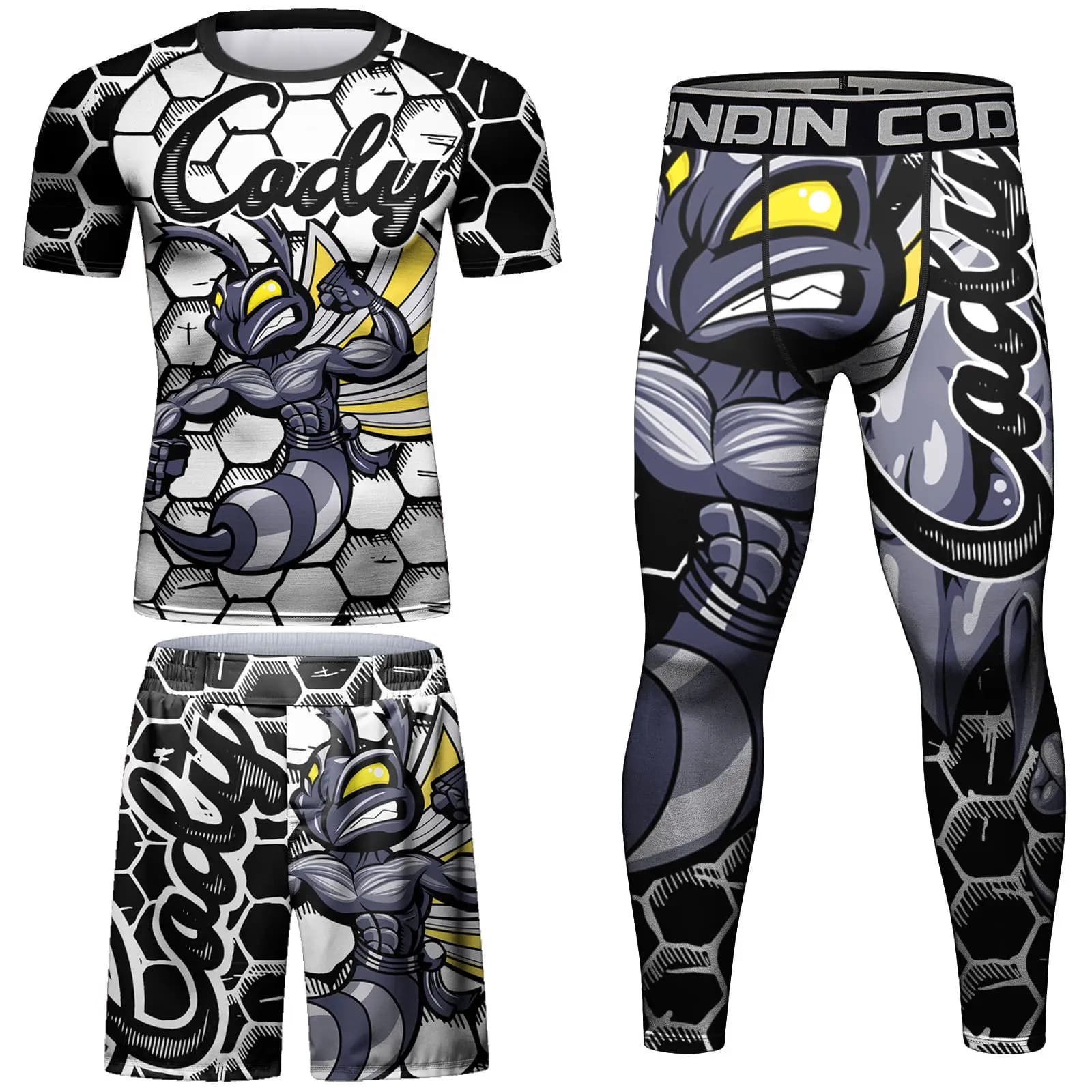 Rashguard Bjj MMA T-shirt+Pant Sports Wear Men Digital Printing Boxing MMA Compression Wear Gym Jogger Sets Jiu Jitsu Shorts
