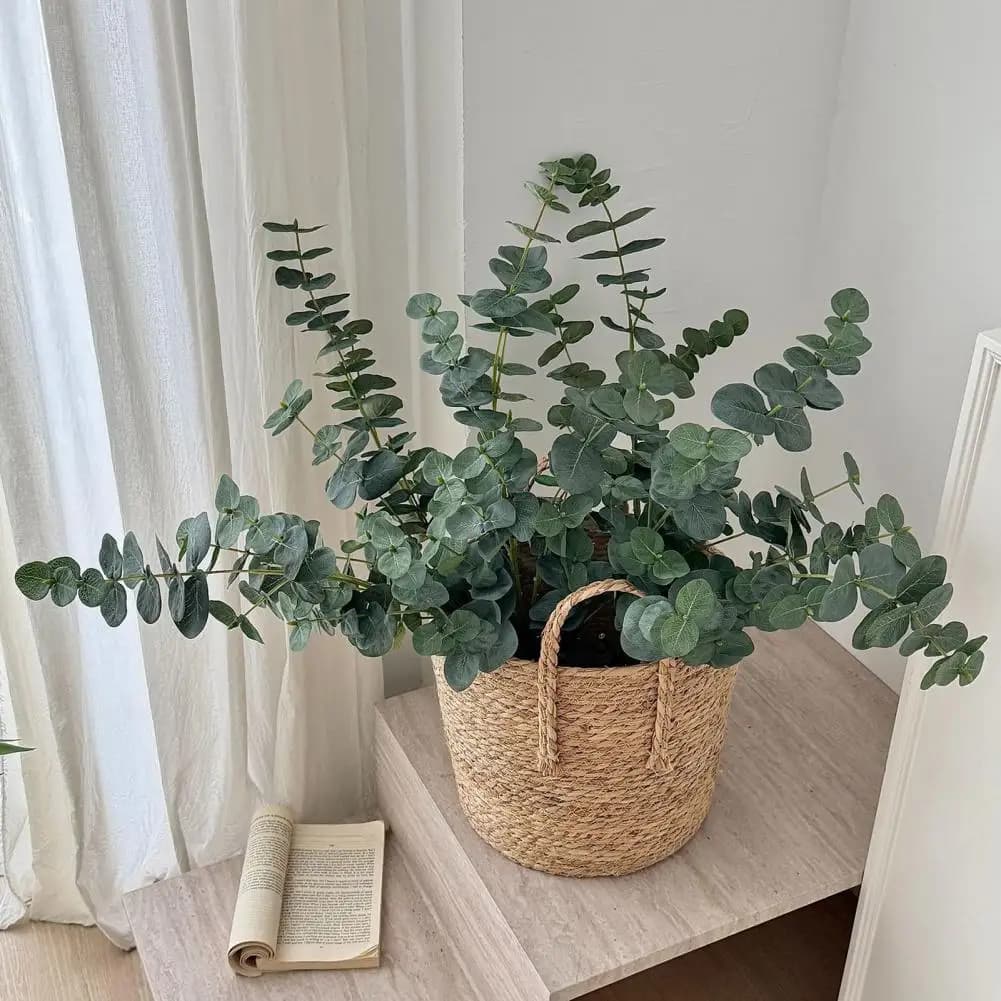 Long Lasting Fake Plants Artificial Eucalyptus Leaves Stems Faux Greenery Branches for Wedding Centerpieces Diy Bouquets Floral