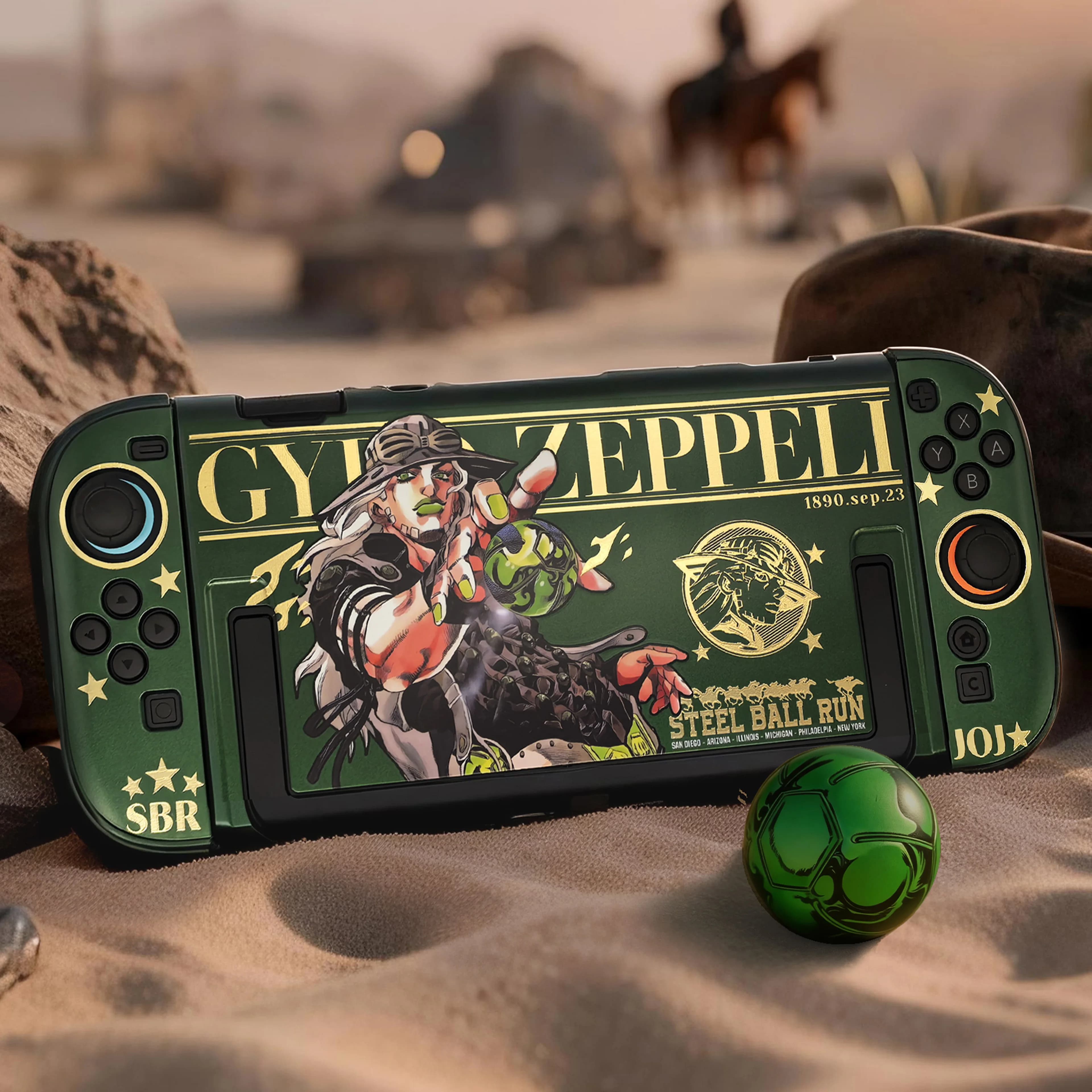 Custodia protettiva Gyro Zeppeli con stampa dorata per Switch 2, design a conchiglia divisa in due pezzi - Copertura da gioco per accessori console NS2