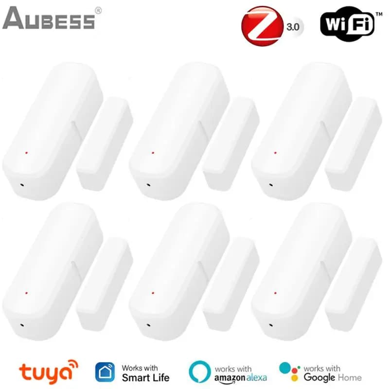 Aubess Tuya Smart WiFi Zigbee Sensore porta Smart Home Porta Allarme magnetico Smart Life APP Controllo vocale Supporto Alexa Google Home