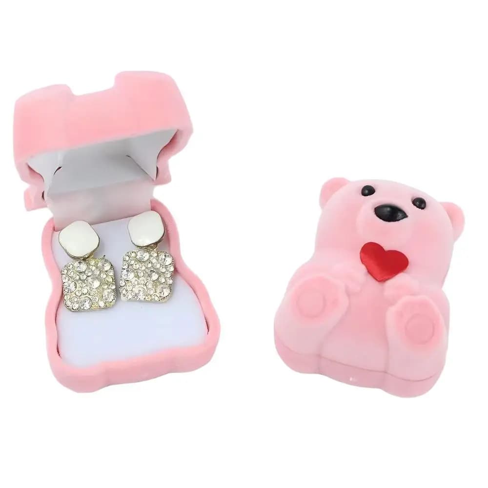 Scatola Portagioie a Forma di Orsetto di Peluche con Anello e Ciondolo, in Plastica Carina, con Nucleo Rimovibile, per Matrimoni, Festa della Mamma, Forniture per Feste
