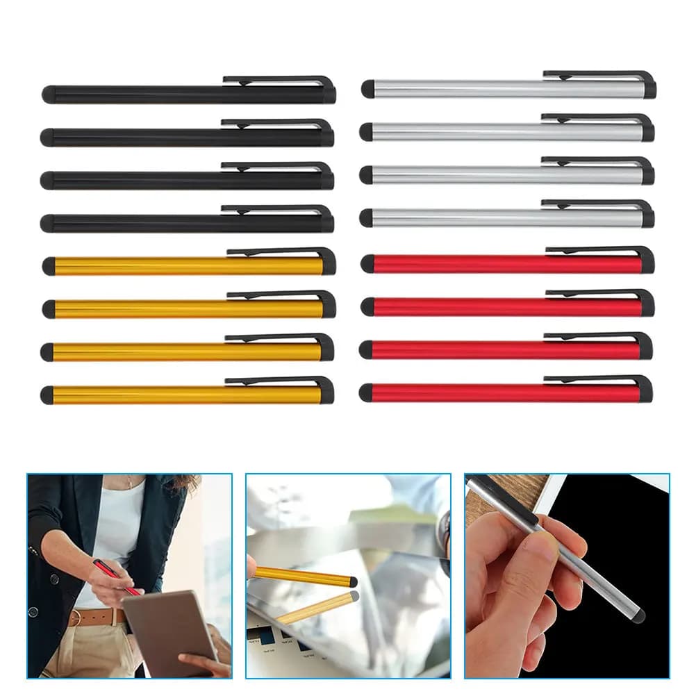 Set di 16 Penne Stilo per Scrittura a Mano, Stilo Capacitivo Premium in Lega di Alluminio con Punta in Gomma per Tablet, Telefono, Schermo Touch, Appunti e Disegno