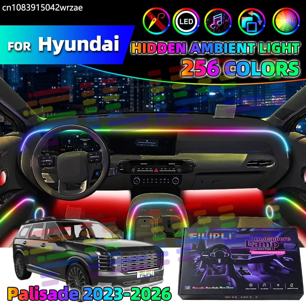 Per Hyundai Palisade 2023 2024 2025 2026 Lampade LED Acriliche per Auto, Luci Ambiente Interne Colorate con Controllo APP