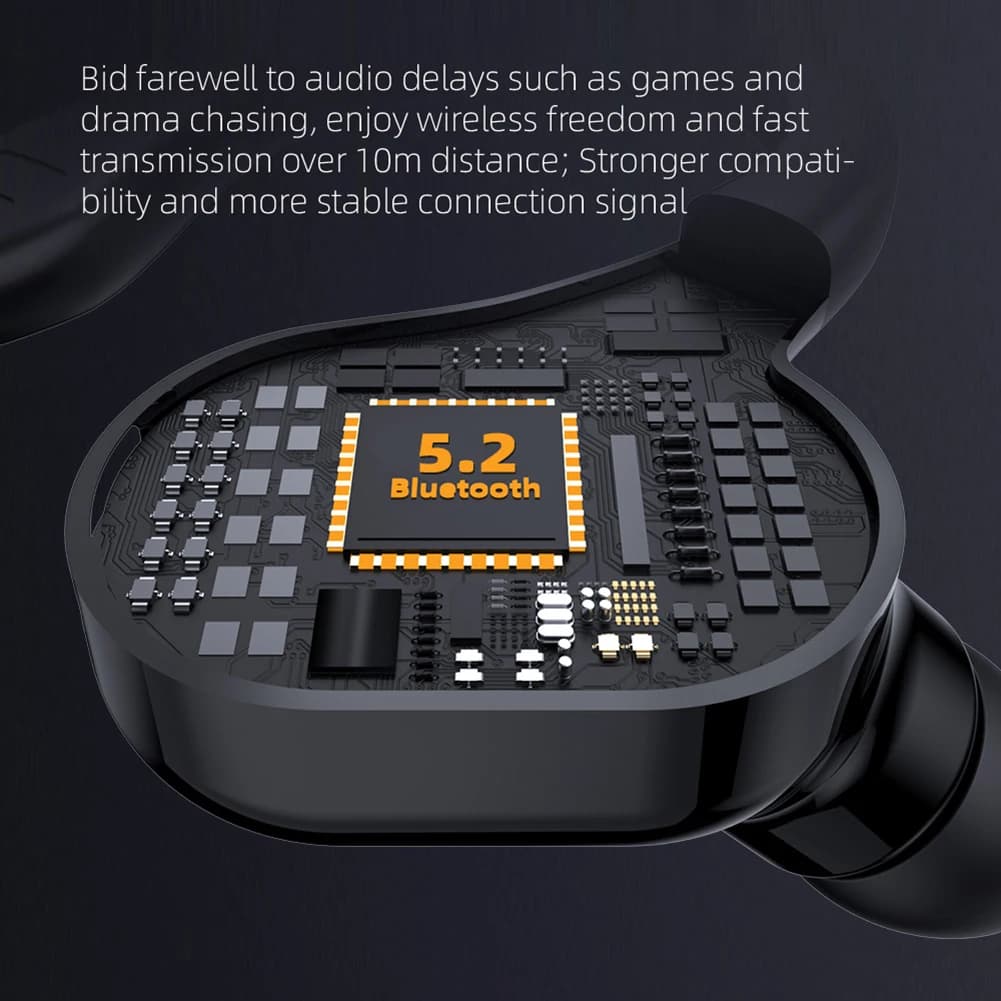Auricolari impermeabili compatibili con Bluetooth 5.2, cuffie wireless con cancellazione del rumore