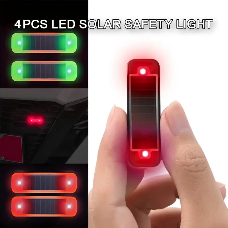 Set di 4 Luci LED Decorative per Auto a Energia Solare, Anti-Intreccio Fili, Griglia Centrale, Neon Luminoso, Accessorio Interno, Ricarica Solare, Multiuso