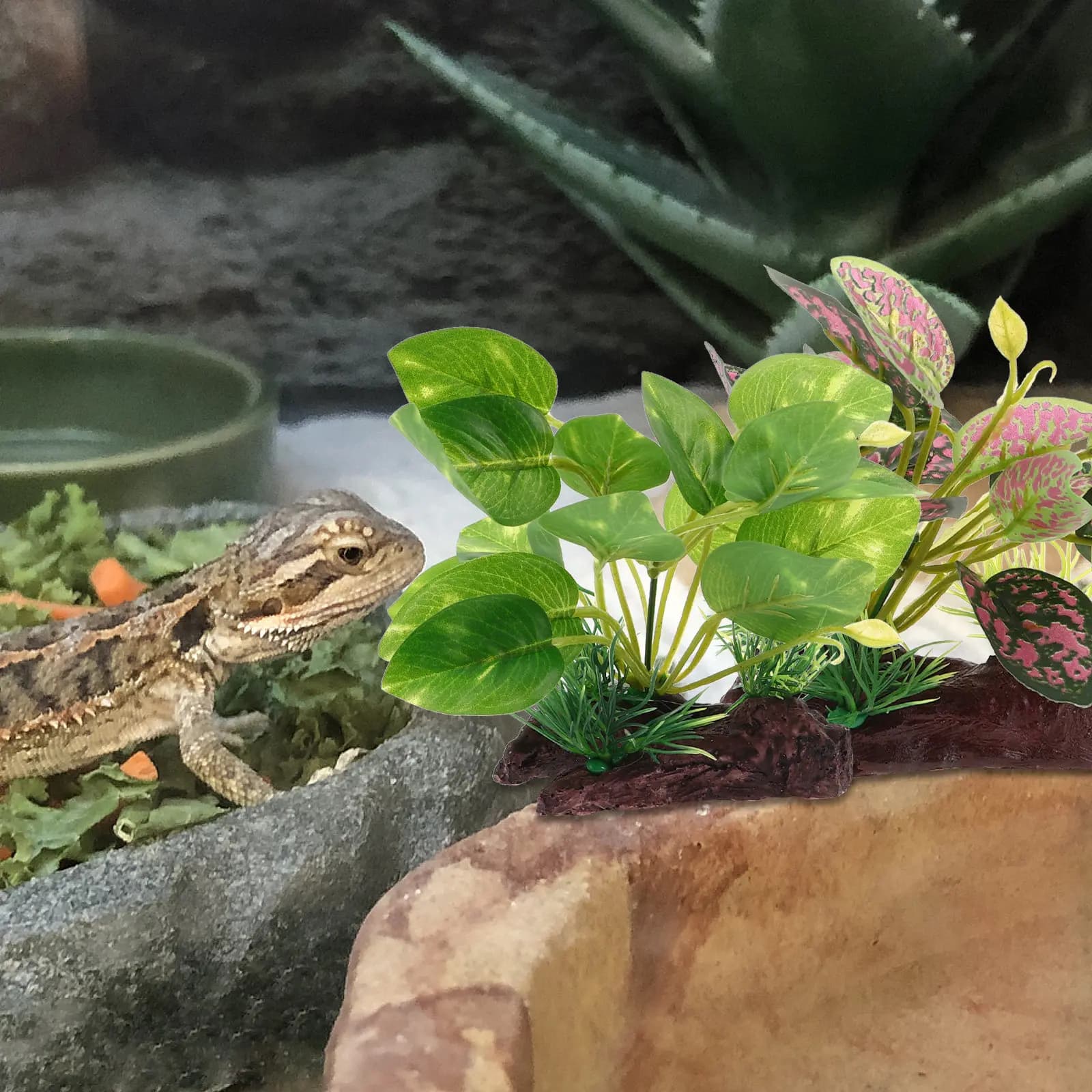 2 Pezzi Piante Artificiali per Acquario, Decorazioni Realistiche per Terrari di Rettili e Acquari di Pesci Betta, Facili da Disporre, Vegetazione Simulata