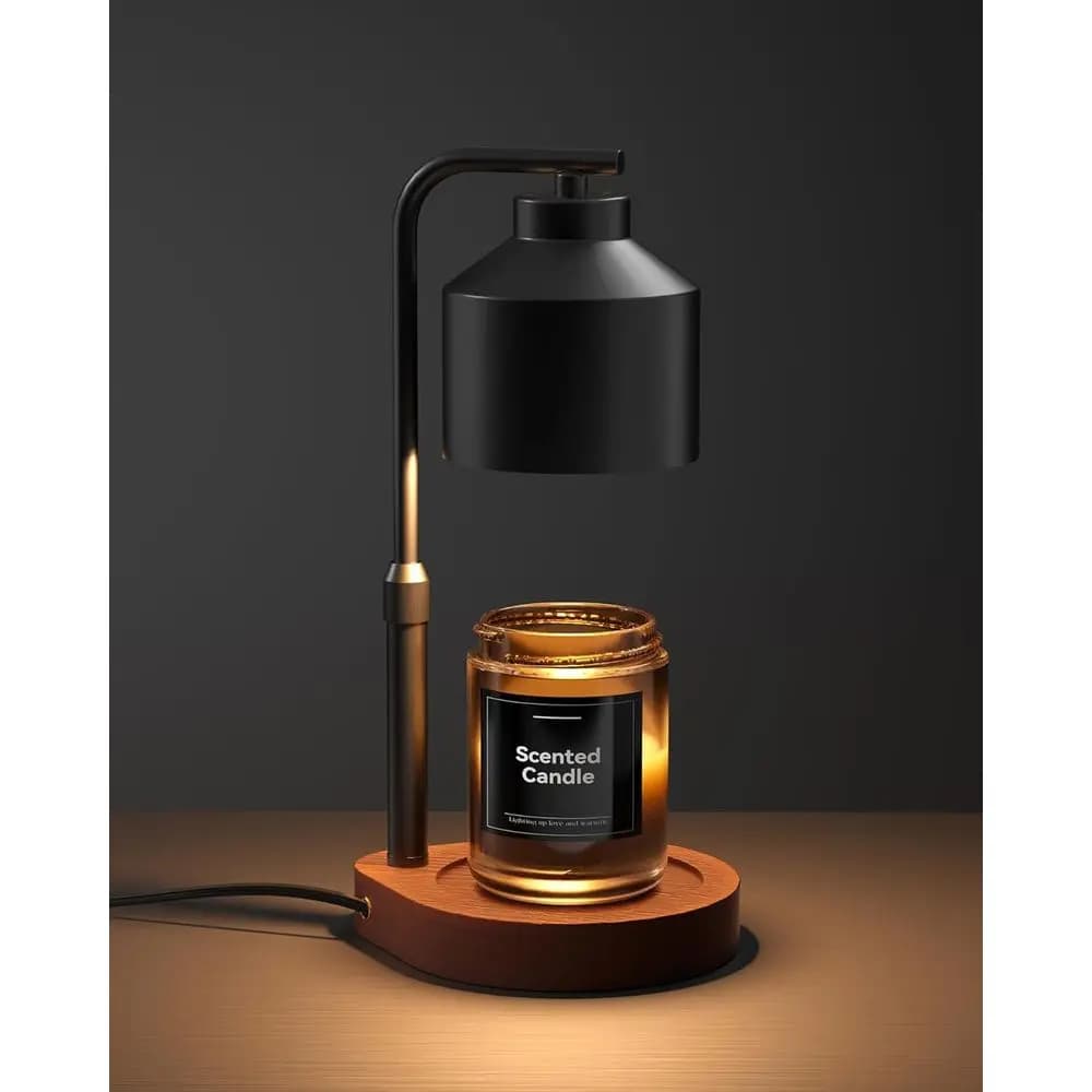 Lampada Scaldacandele con Timer e Dimmer, Scaldacandele a Altezza Regolabile, Candele in Barattolo, Lampada per Cera Profumata, Decorazioni per la Casa e Regali, Nero