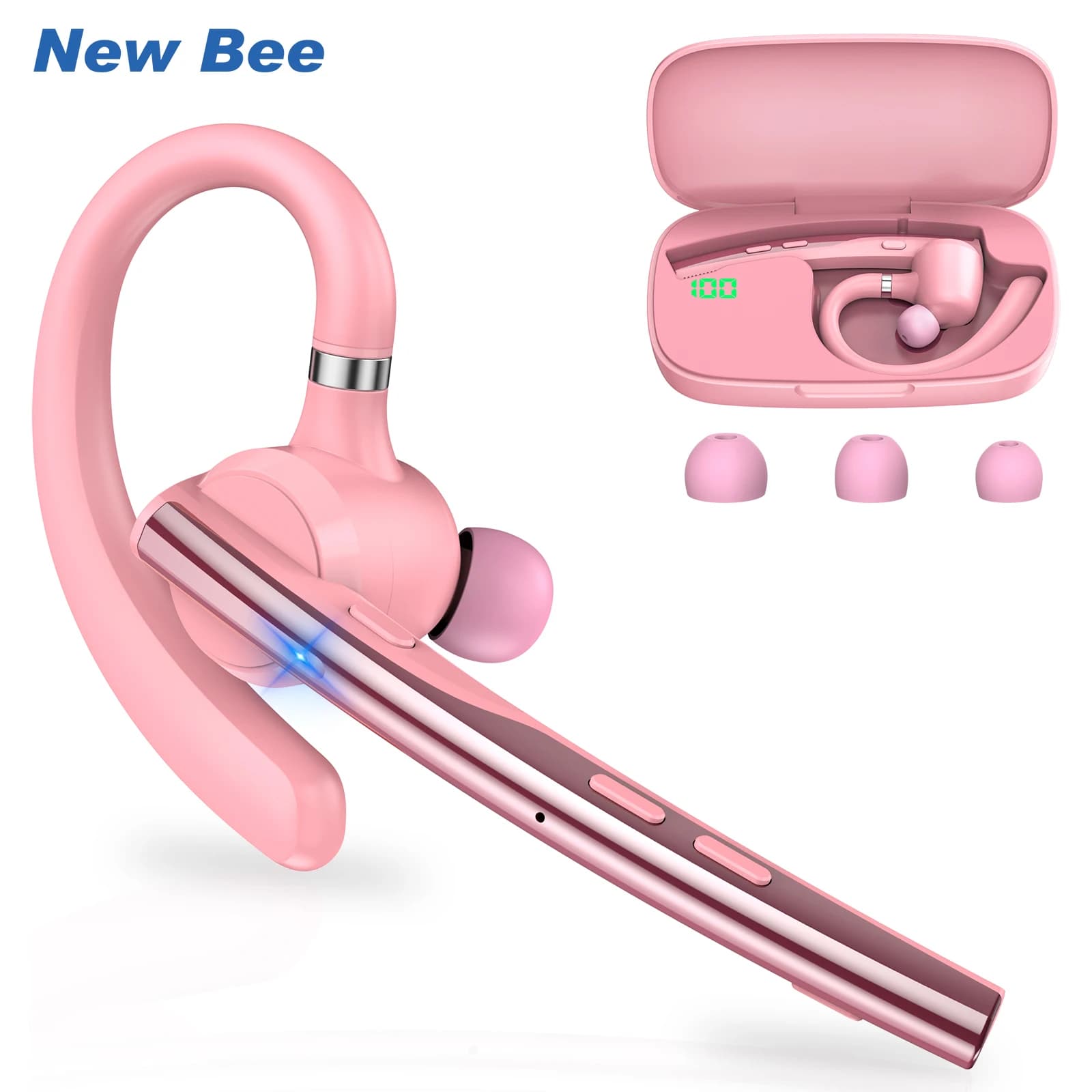 Nuove Cuffie Bluetooth Wireless Bee M54 con Cancellazione del Rumore, Auricolari con Doppio Microfono e Funzione Mute, per Ragazze e Ufficio