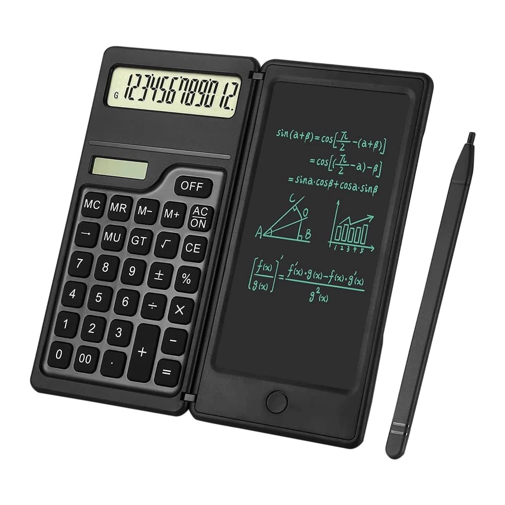 Calcolatrice portatile tavoletta da scrittura con schermo LCD tavoletta da disegno digitale pieghevole da 6 pollici con calcolatrice scientifica con penna stilo