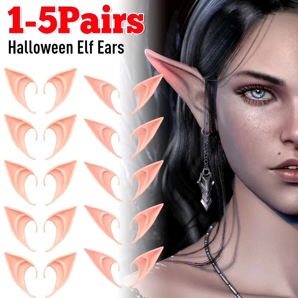 1-10Pairs Halloween Elf Ears,Latex Ears for Angel,Halloween Cosplay Decoration,Masquerade Costume,Fairy Photo Props for Girl