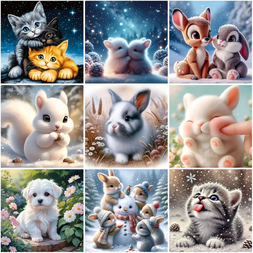 5D Cartoon Diamond Painting Cat Dog Animal Full Diamond Mosaic Cross Stitch Kits DIY Modern Home Decoration Art Gift
