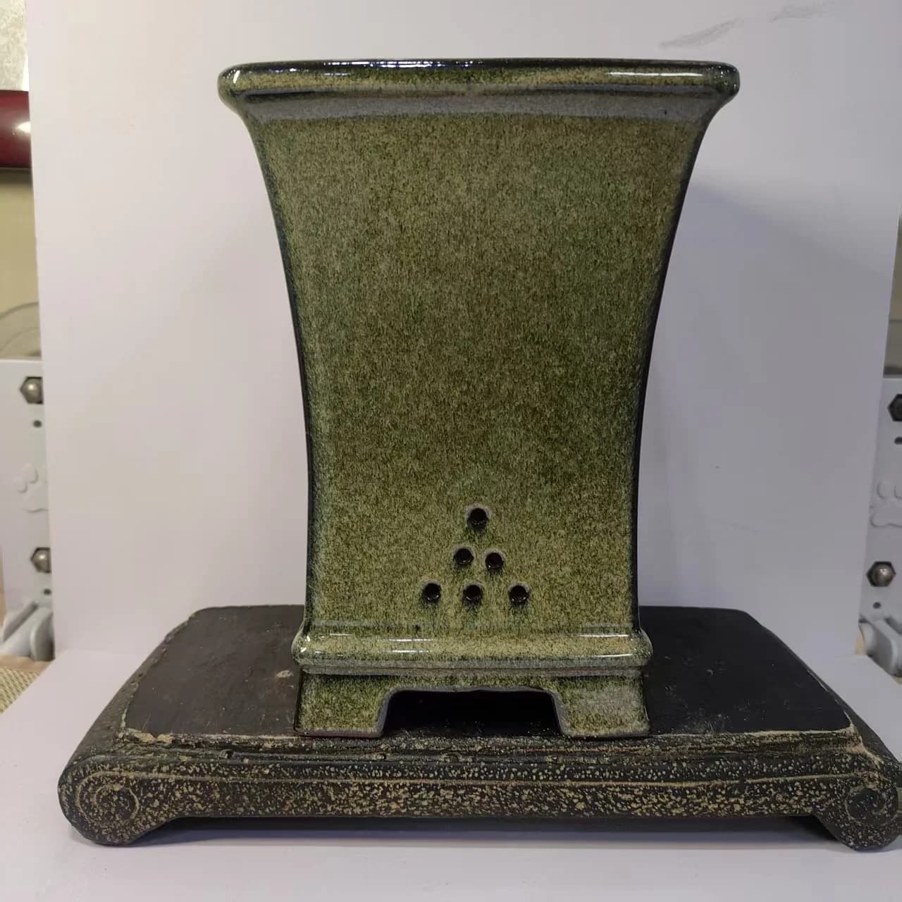 Square shaped classic glazed cascade pot &bonsai pot