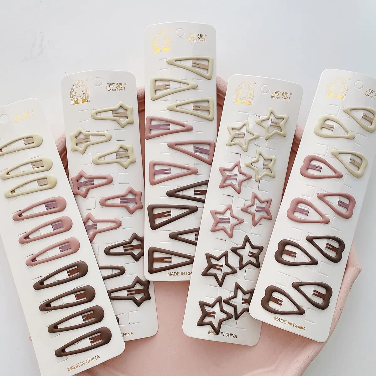 Set di Fermagli per Capelli in Metallo Geometrici Kawaii per Donne, Ragazze e Bambini, Accessori per Ufficio, Mollette e Barrette