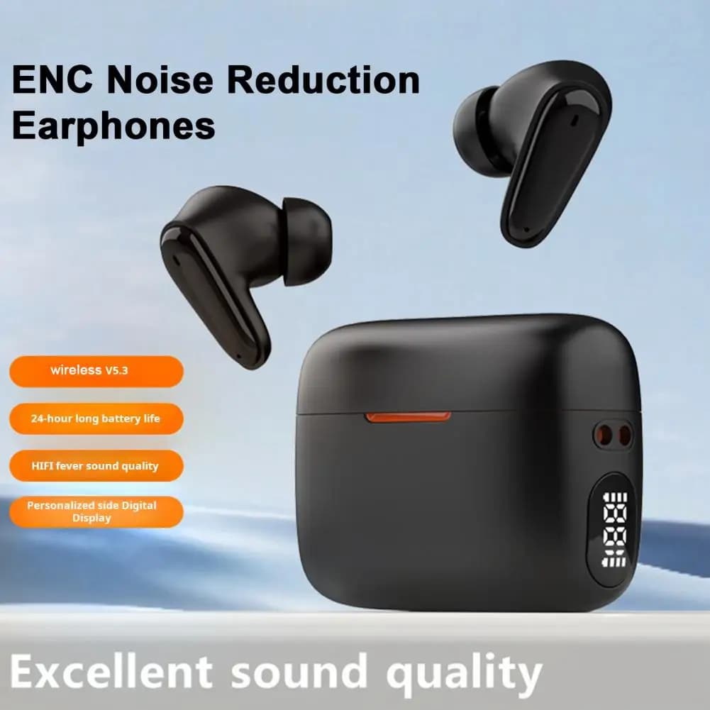 Cuffie ergonomiche compatibili con Bluetooth In-ear auricolari Wireless riduzione del rumore cuffie ricaricabili impermeabili auricolari In-ear