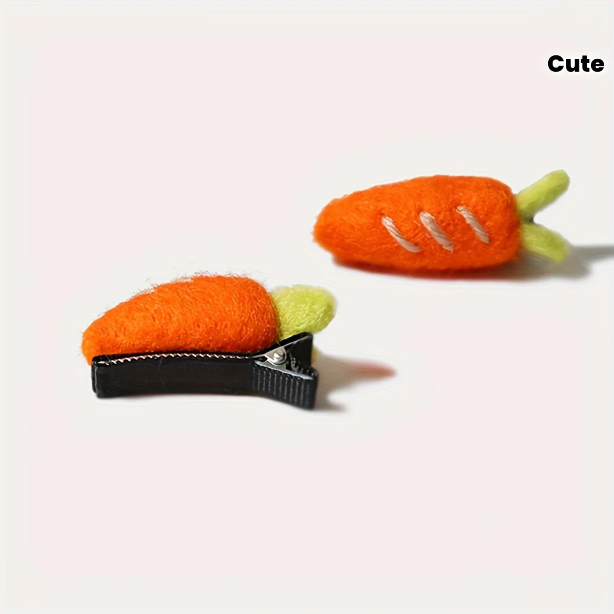 2 pezzi, graziosa molletta per capelli a forma di carota in peluche, piccola molletta ovale rustica a becco d'anatra, accessorio per capelli, adatta per l'uso quotidiano e per Pasqua