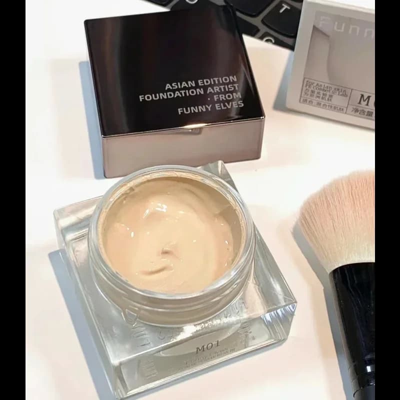 Funny Elves Makeup Foundation Cream Lightweight Long-Lasting Full Coverage Concealer Hydration Waterproof Korea Makeup Cosmetics