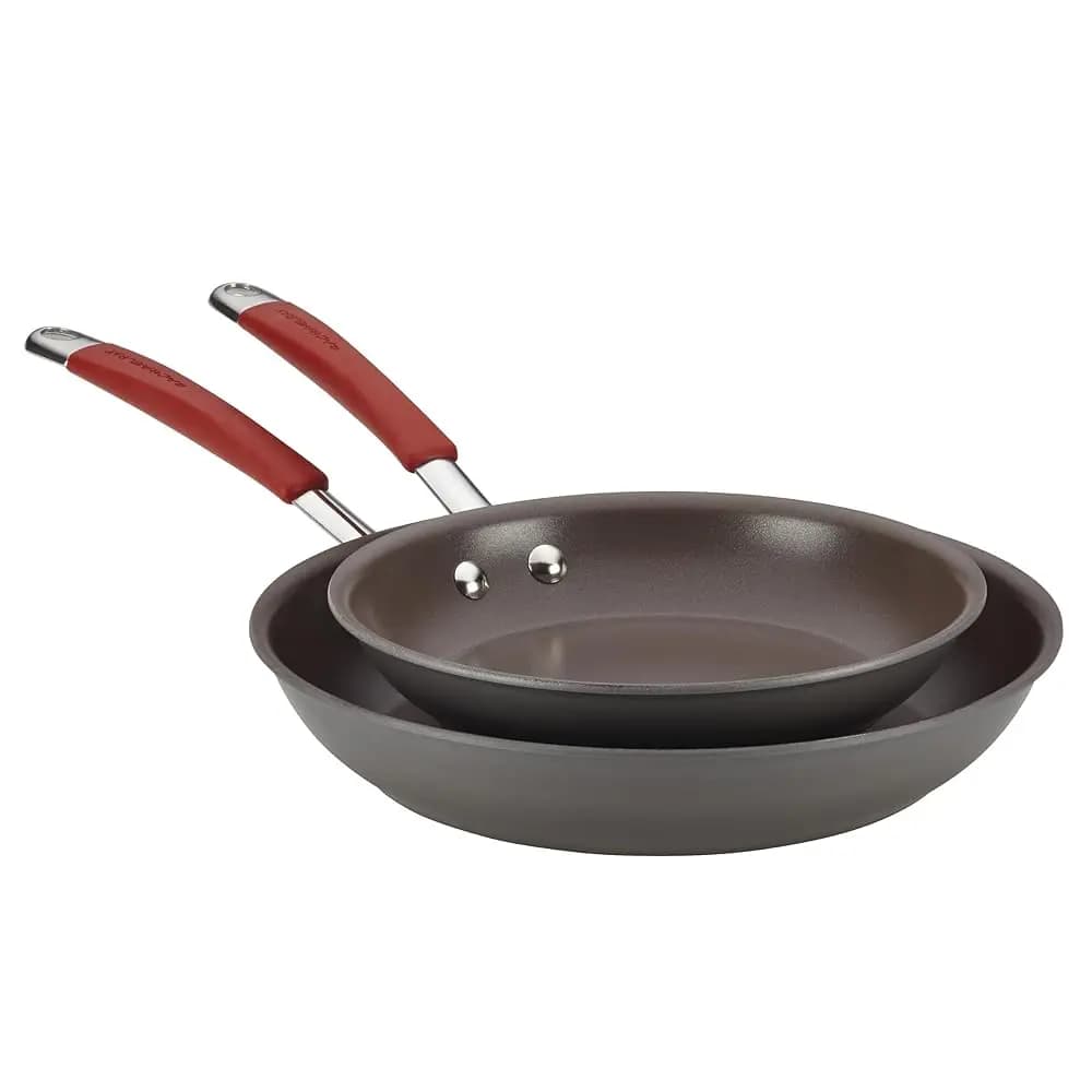 Set di Padelle Antiaderenti in Alluminio Anodizzato Duro Cucina 87633 - Padelle da 9,25 e 11,5 Pollici, Grigio