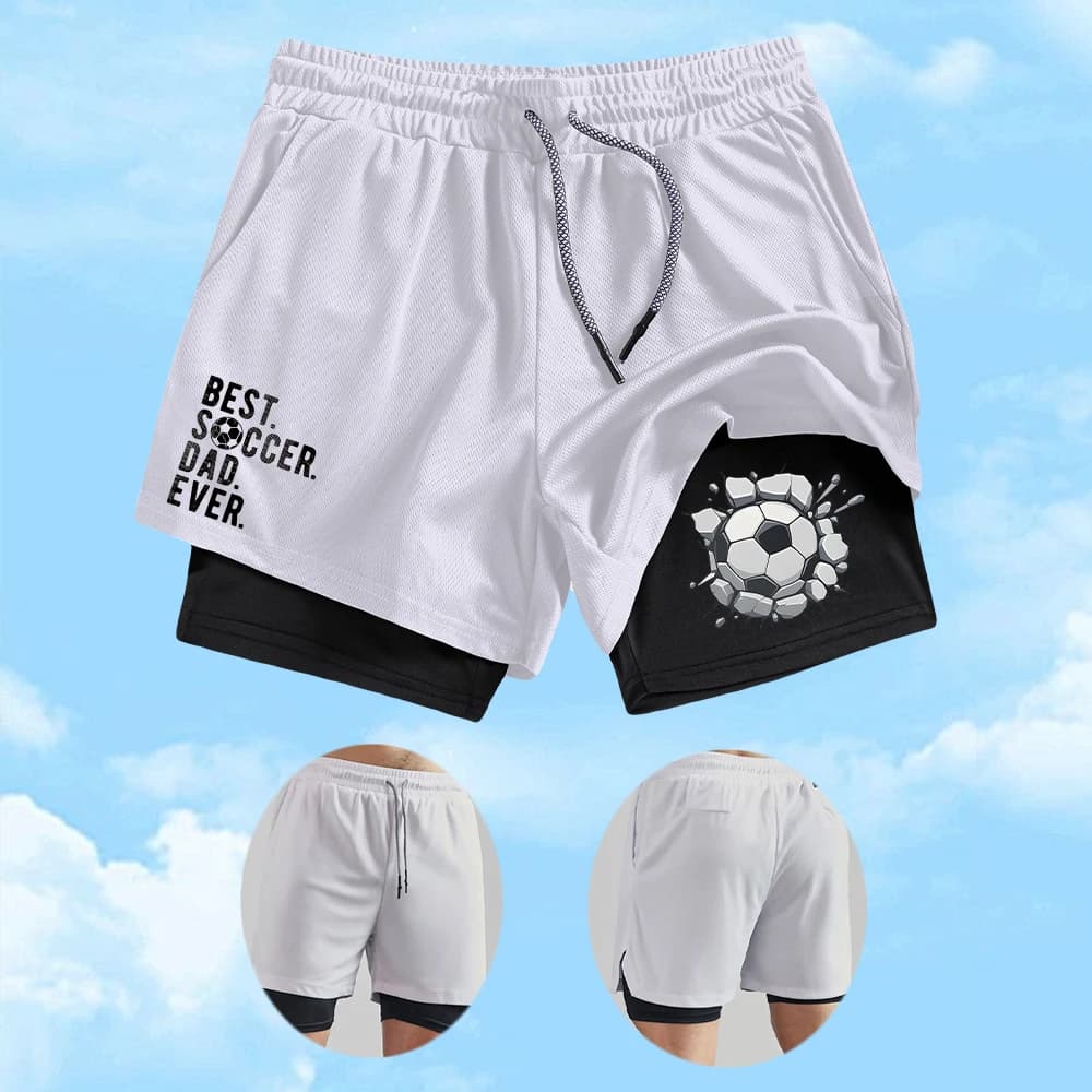Nuovi Pantaloncini Casual da Uomo 2 in 1 per Allenamento 2026 con Stampa Calcio, Doppio Strato Traspirante ad Asciugatura Rapida, Pantaloni da Spiaggia con Coulisse