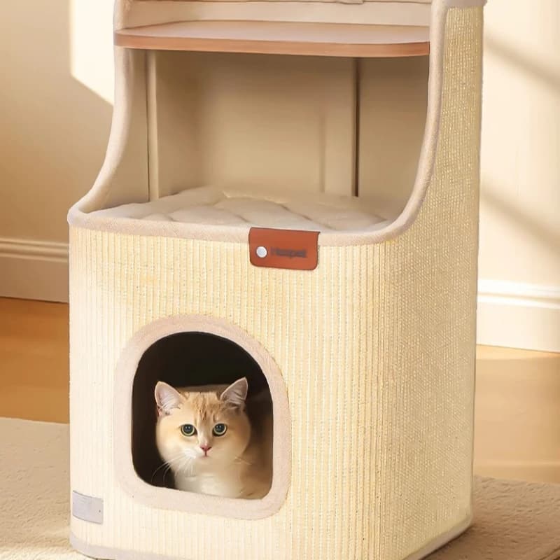Cat climbing frame household small apartment does not occupy tree holes, cat nest, cat scratching board integrated, four-season