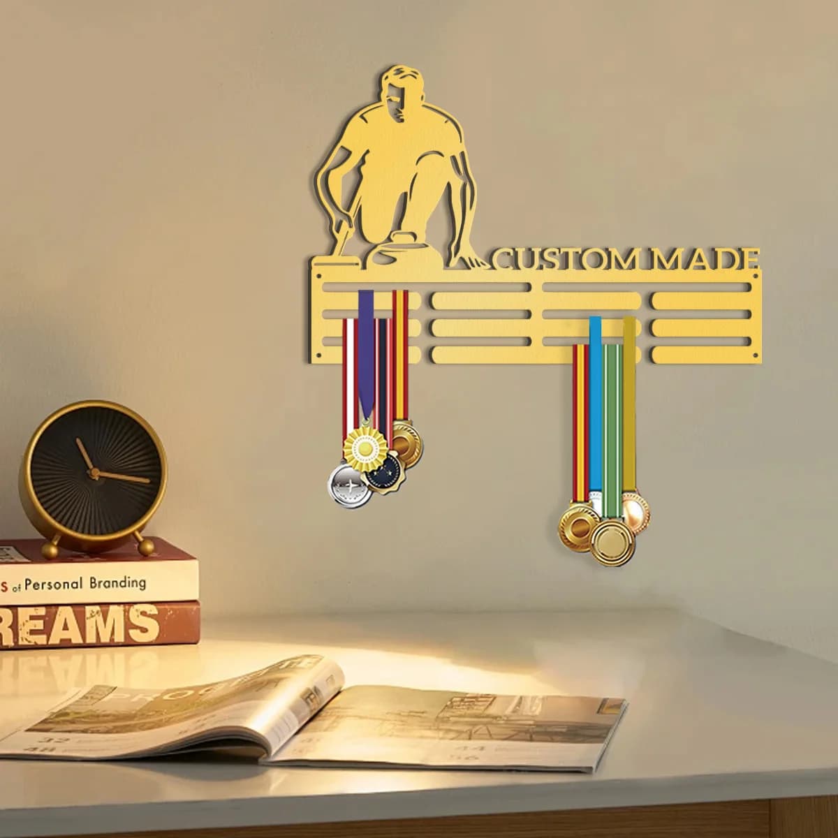 1pc Stylish Ice Hockey Customized Medal Holder Wall Metal Art Hanging Sign Pantry Metal Wall Decor For Home Kitchen Restaurant
