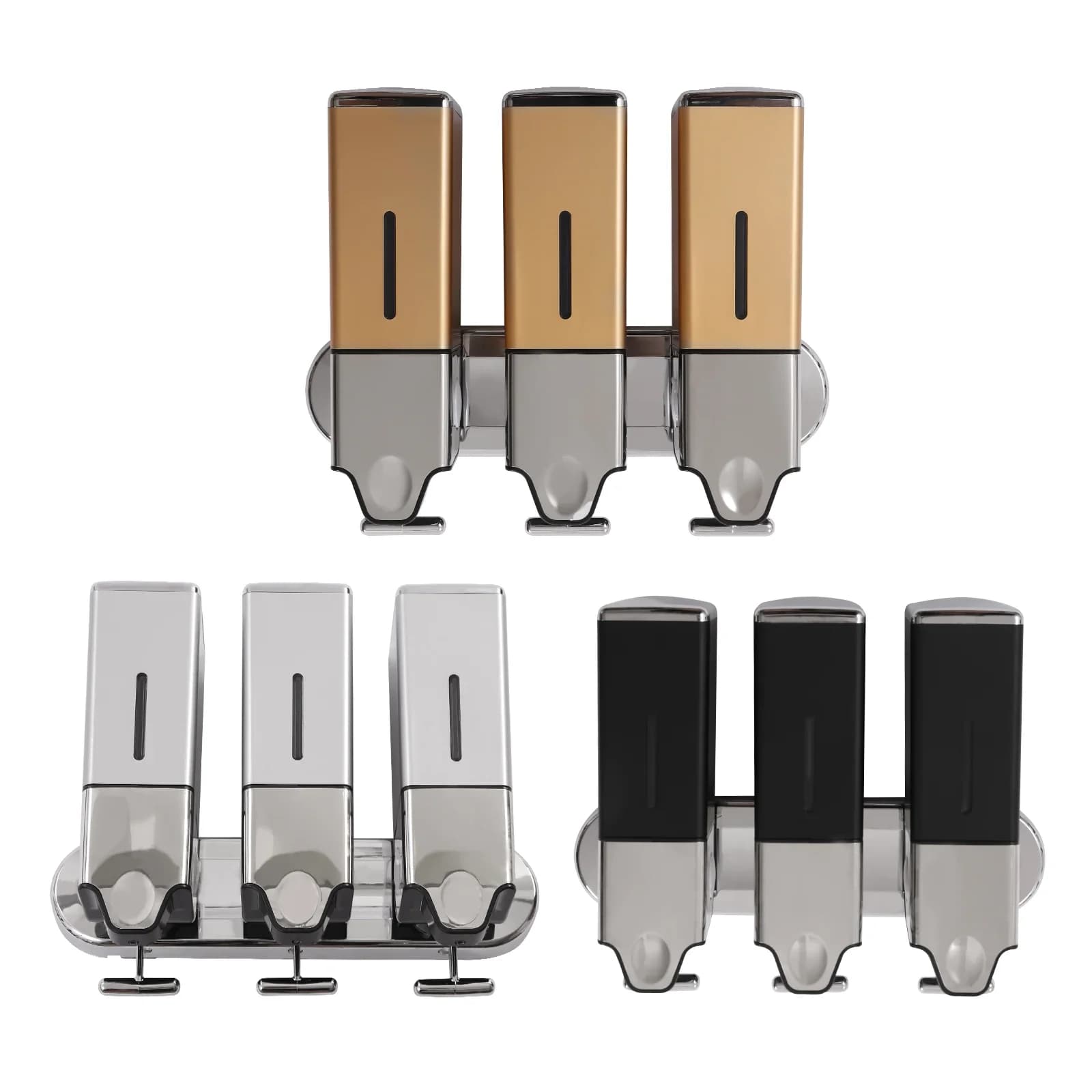 Dispenser di sapone triplo da 1500 ml per bagno, doccia, shampoo, lozione, contenitore per cucine, bagni, ecc.