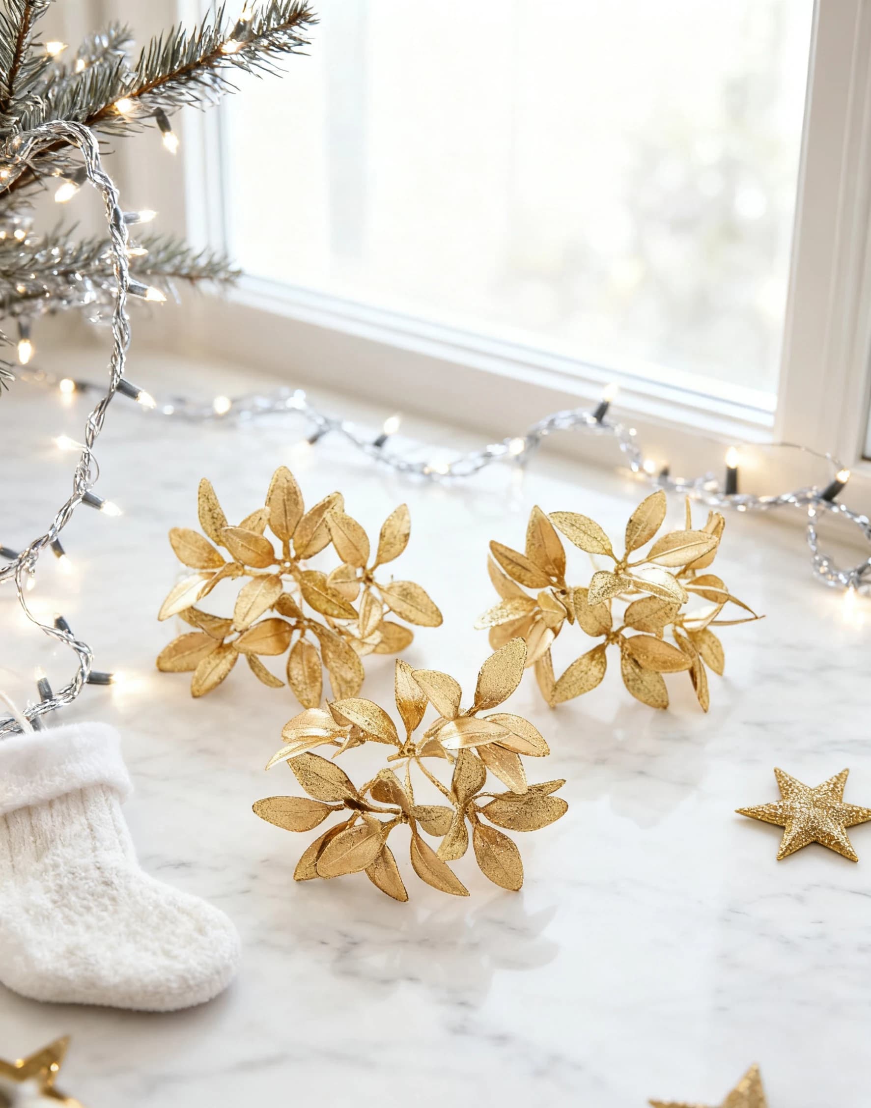 Artificial Flower Plant Golden Pines Tree Home Room Wedding Decor Bridal Bouquets Accessories DIY Decorative Crafts Centerpieces