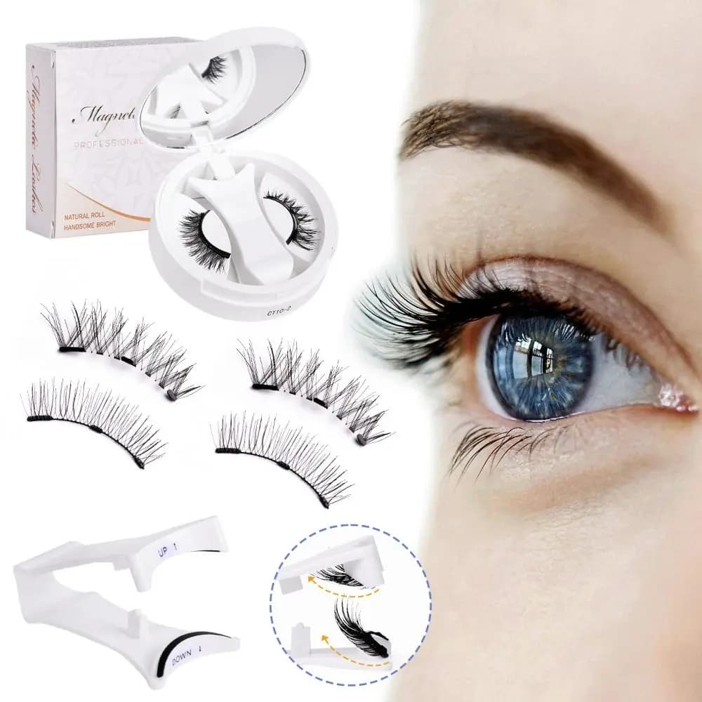 Ciglia Magnetiche Riutilizzabili con Applicatore, Naturali e Facili da Usare, Ciglia Finte Magnetiche Senza Colla, Stile Manga