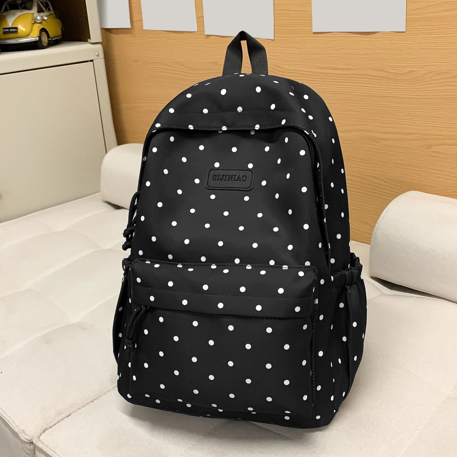Cute Polka Dot Travel Backpack Large Capacity Bookbag Lightweight Bookbag for Female Elementary & Middle Students