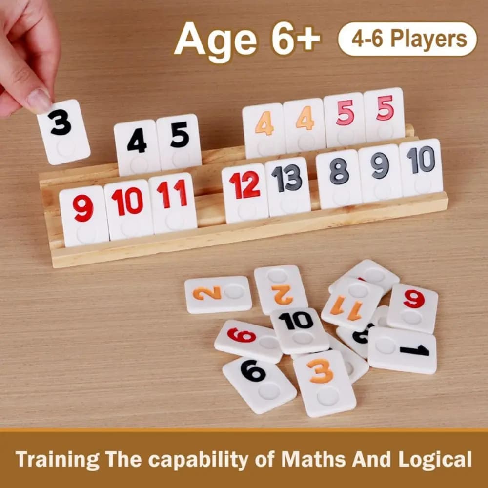 106 pezzi giochi da tavolo gioco Rummikub in legno 106 piastrelle set da viaggio gioco cubo rummy custodia portatile piastrelle rummy gioco multi-giocatore