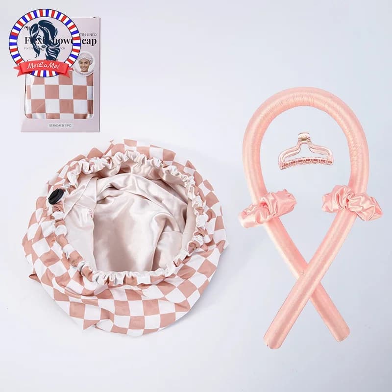 WANMEI Set of 2 pieces of women's shower head, iron curler, large waterproof shower head, washable elastic band, long hair shower head
