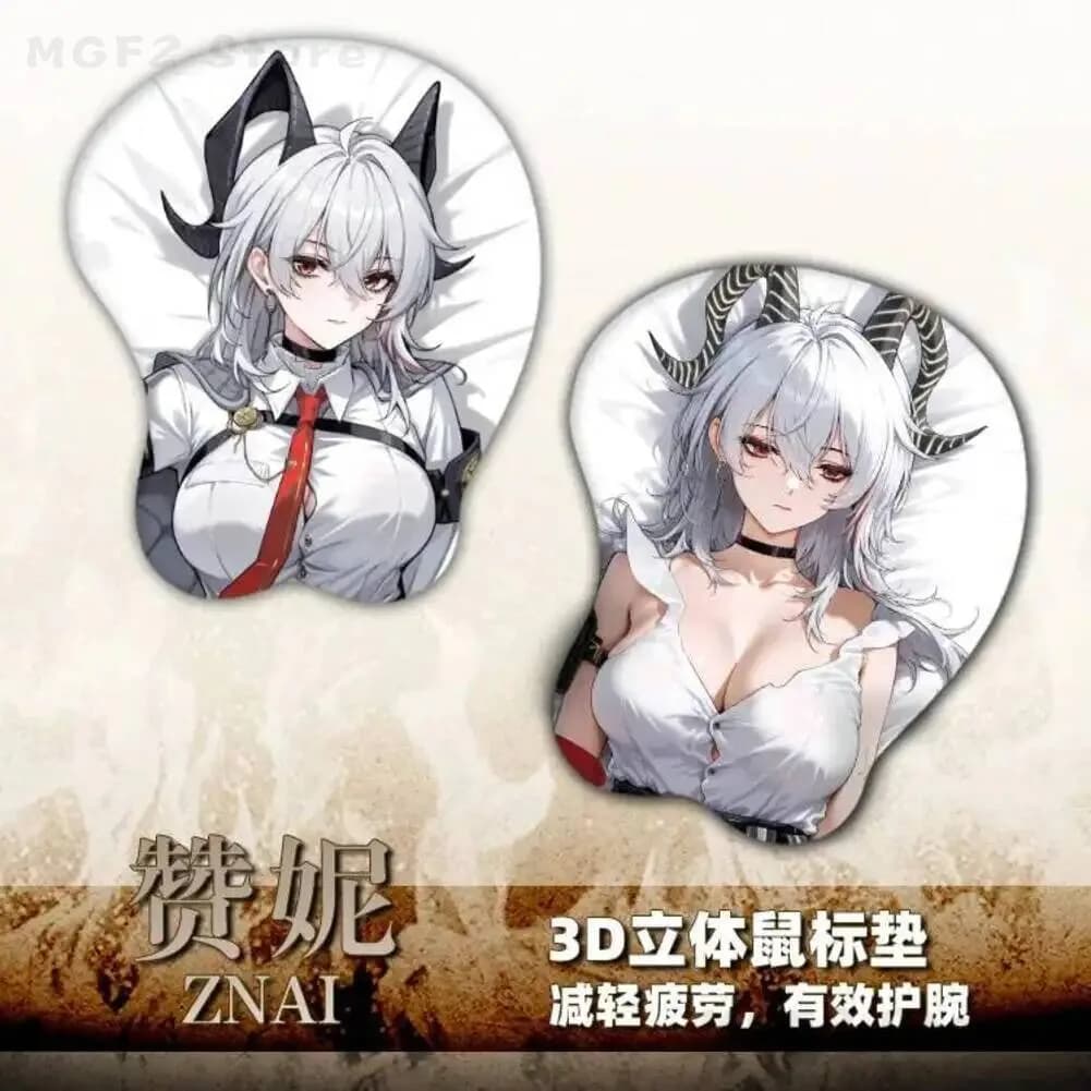 Tappetino da Scrivania per Cosplay di Giochi, Tappetino Mouse in Gel di Silice Zani Wuthering Waves, Poggiapolsi per Tastiera con Ragazza Anime Sexy, Regali