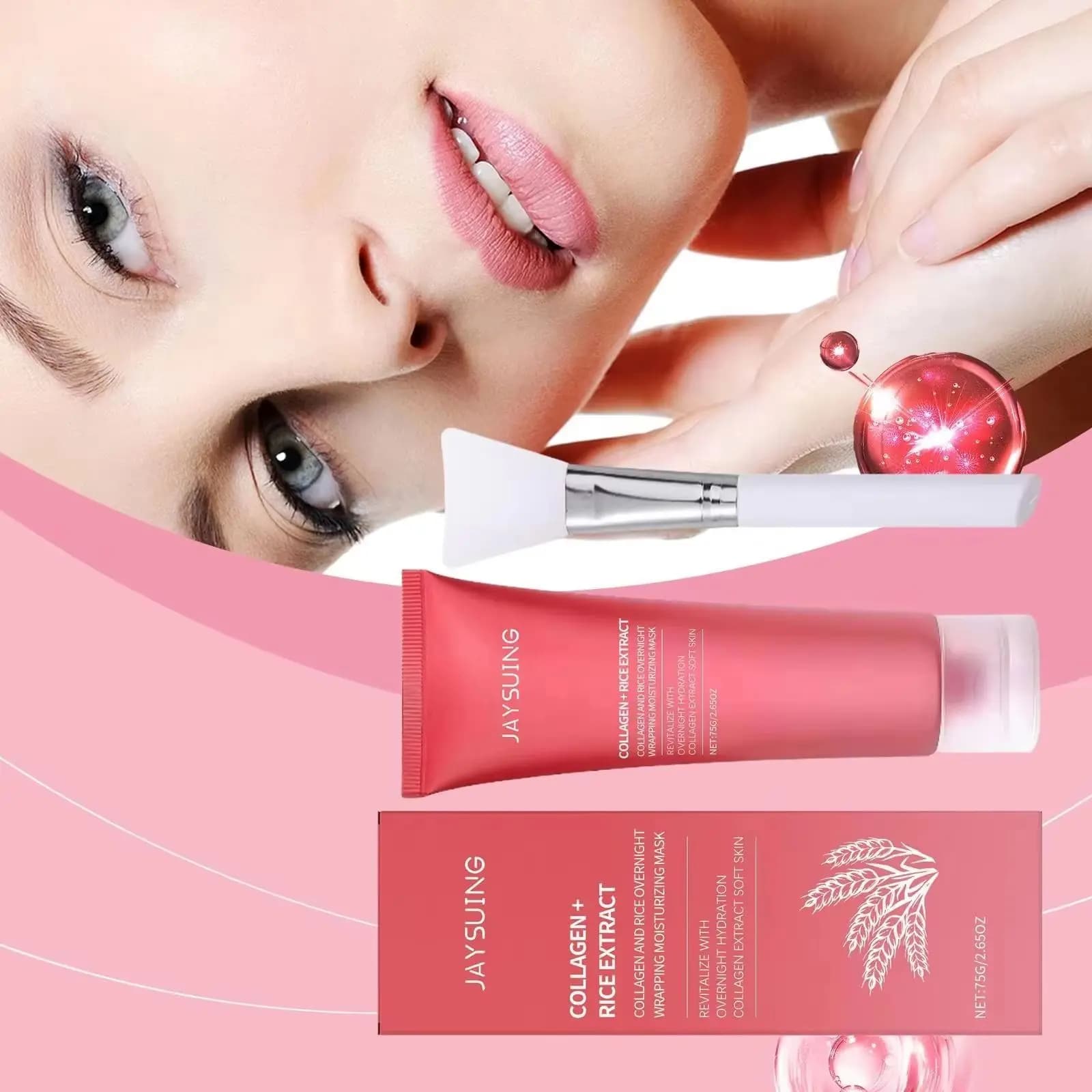 Mask to wrap the night at collagen Rice mask for face Peel off Face mask Moisturize skin glow Unlock pores Remove oil Removing black dots