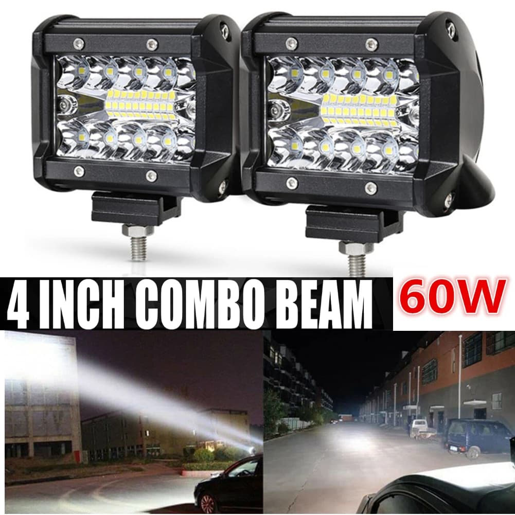 4 Inch 60W LED Spot Lights Combo IP67 Waterproof Off Road Work Driving Lights for Truck Boat ATV UTV Jeep Head Light