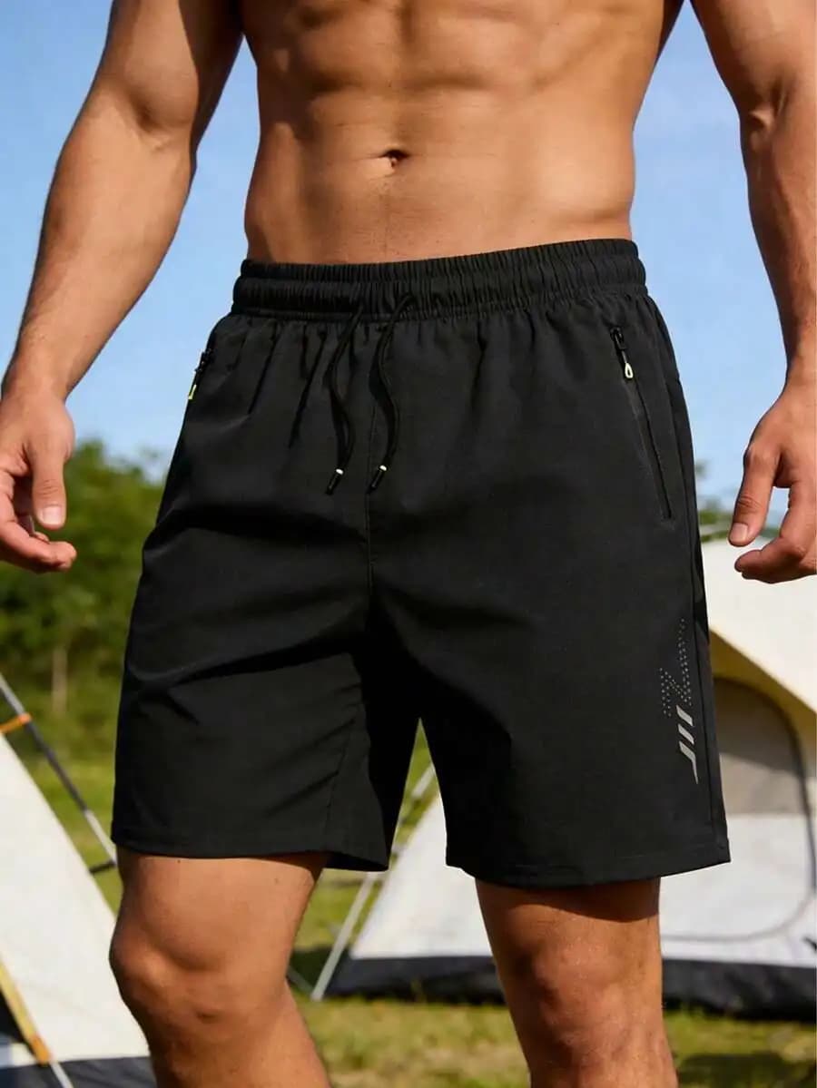 Men's Summer Ice Silk Loose Casual Shorts, Suitable For Sports, Outdoor, Running, Fitness, Hiking, Cycling