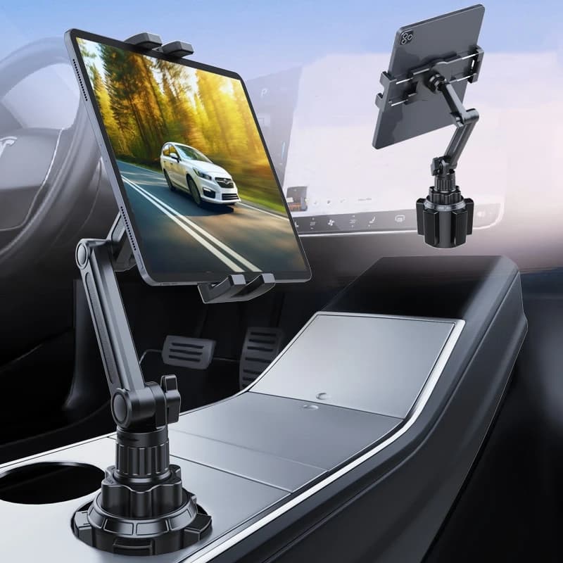360 ° Supporto Regolabile per Tablet da Auto, Supporto Girevole Estensibile per Telefono da Auto, Supporto Stabile Anti-Vibrazione per Portabicchieri Auto