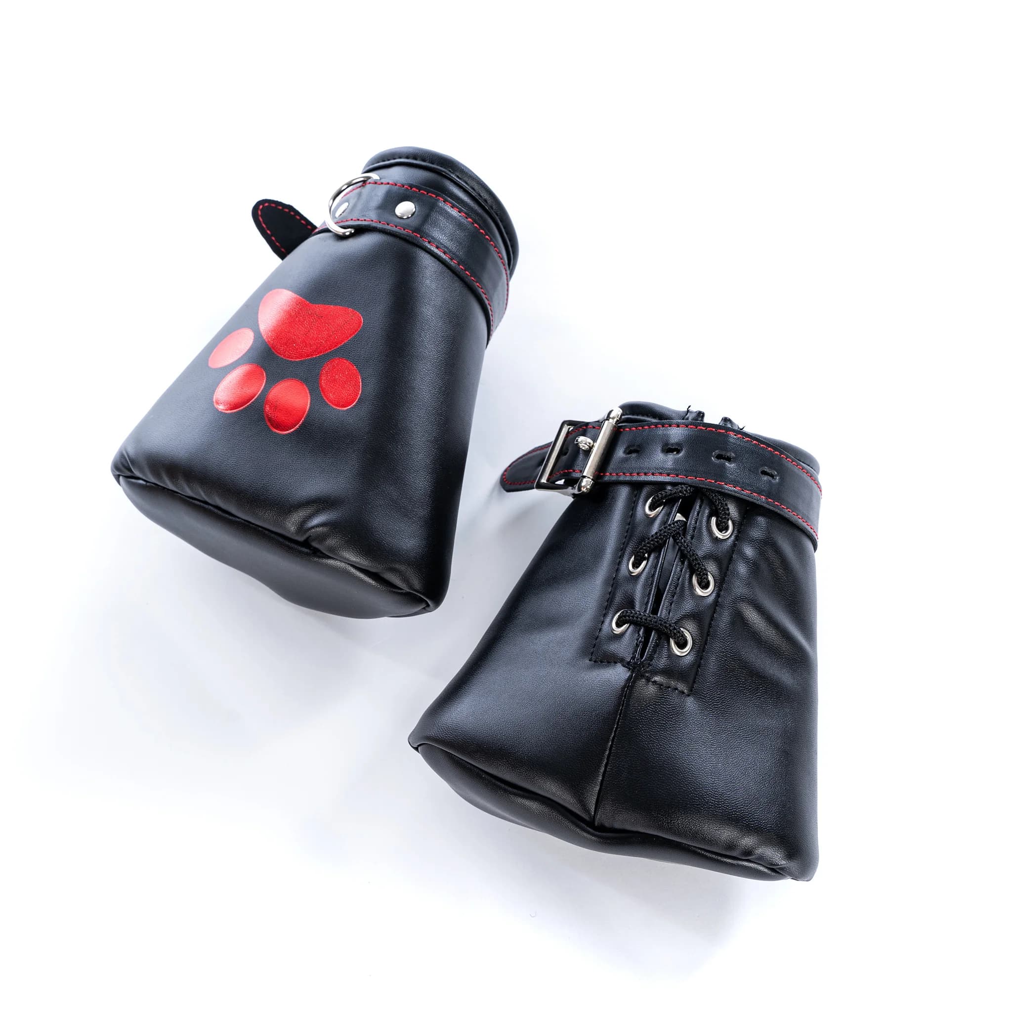 Coppia Bdsm Slave Bondage Games Costume erotico di guanti da pugno in pelle con zampa imbottita per accessori per Flirt di trazione per cuccioli