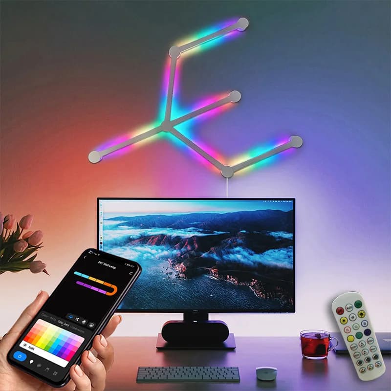 Barra luminosa RGB, controllo APP Bluetooth per sincronizzazione del ritmo musicale, retroilluminazione TV fai-da-te, lampada da parete a LED intelligente per sala giochi, decorazione da scrivania per PC