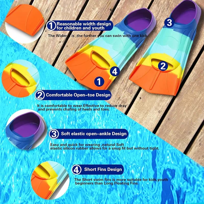 Comfortable swimming fins in Silicone for children and adults-dimensions suitable for beginners in swimming, diving-ideal for training aquatic activities