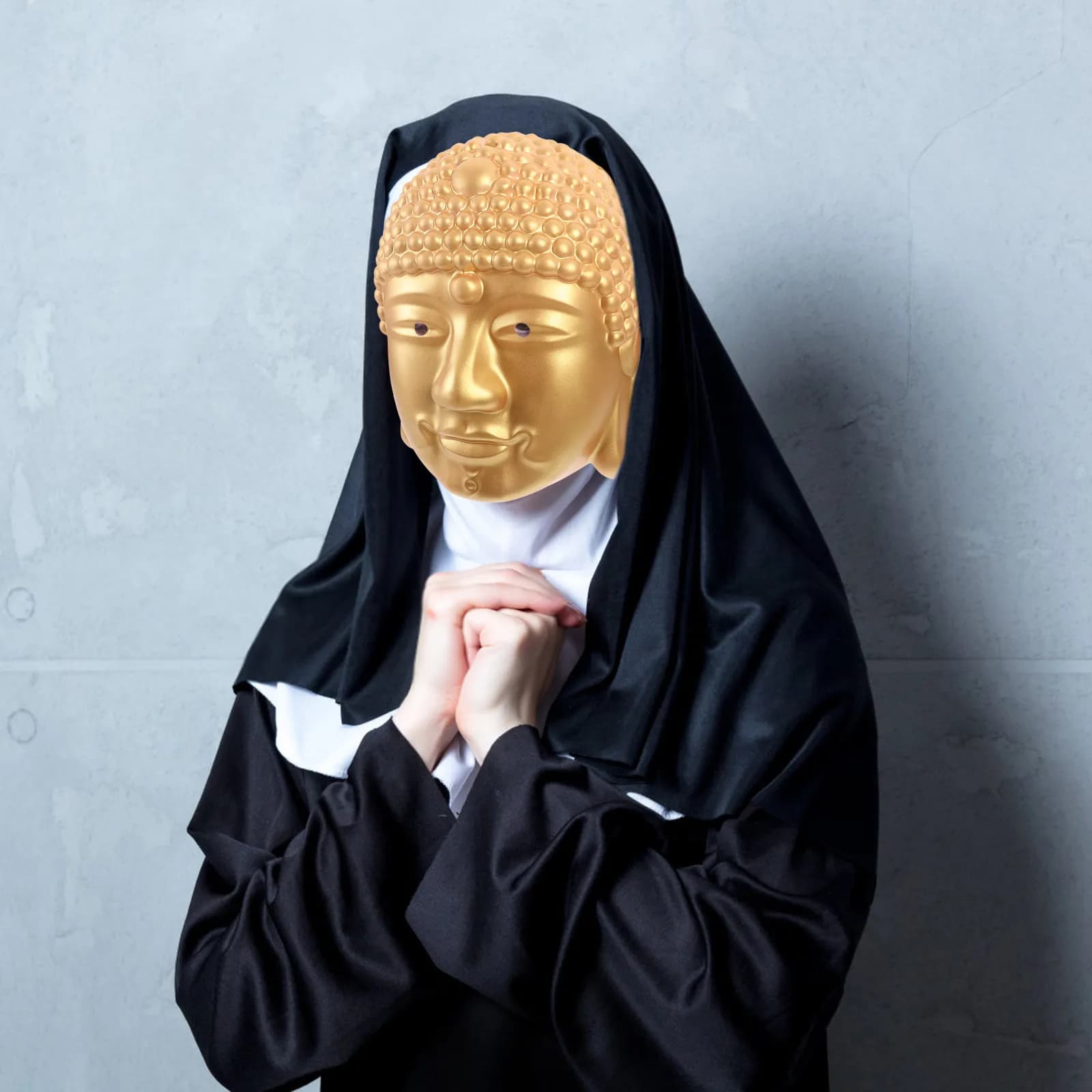Chic mask in Buddha shape, Multifunction accessory for Halloween parties, Carnival, Cosplay, Mask dances, Festival, Reusable
