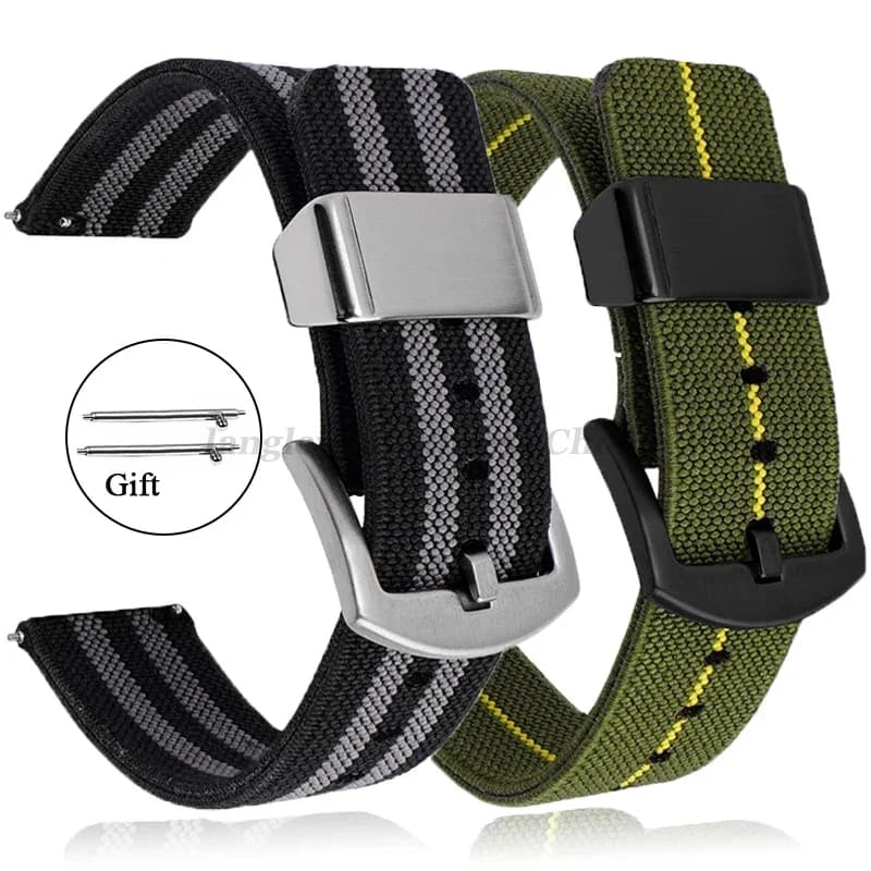Cinturino per orologio in nylon 20mm 22mm Bracciale Accessori di ricambio Uomo Donna Sport Cintura intrecciata a sgancio rapido per Huawei Watch Gt2/Gt3