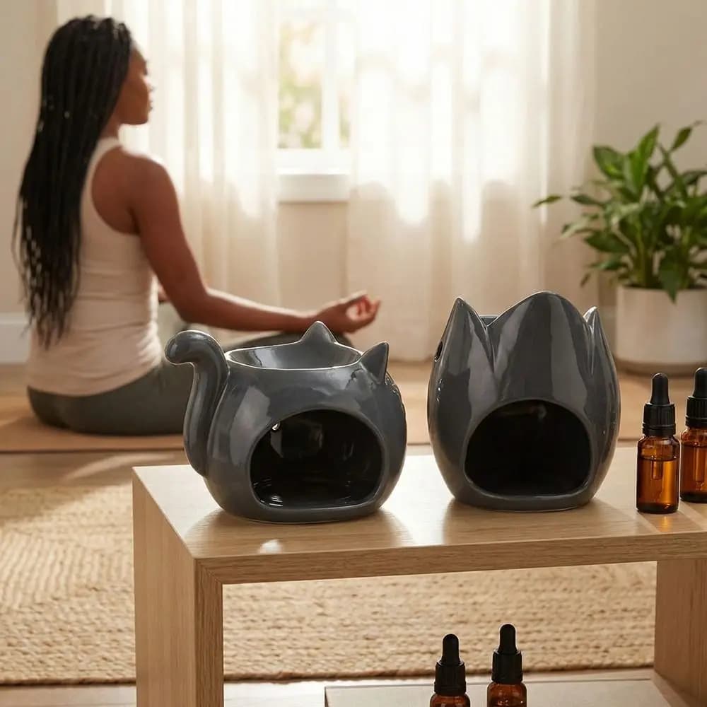 Ceramic Incense Burner Heat-resistant Cartoon Animal Essential Oil Burner Hollow Out Candle Heating Holder Living Room