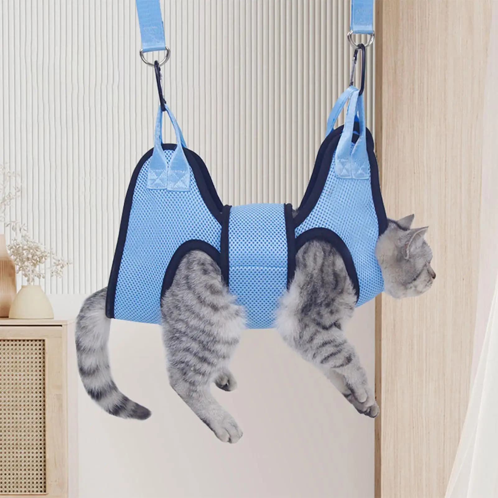 Amaca per toelettatura animali con cinghia di sicurezza, anti-graffio, per il taglio delle unghie, amaca da bellezza sospesa per cani e gatti