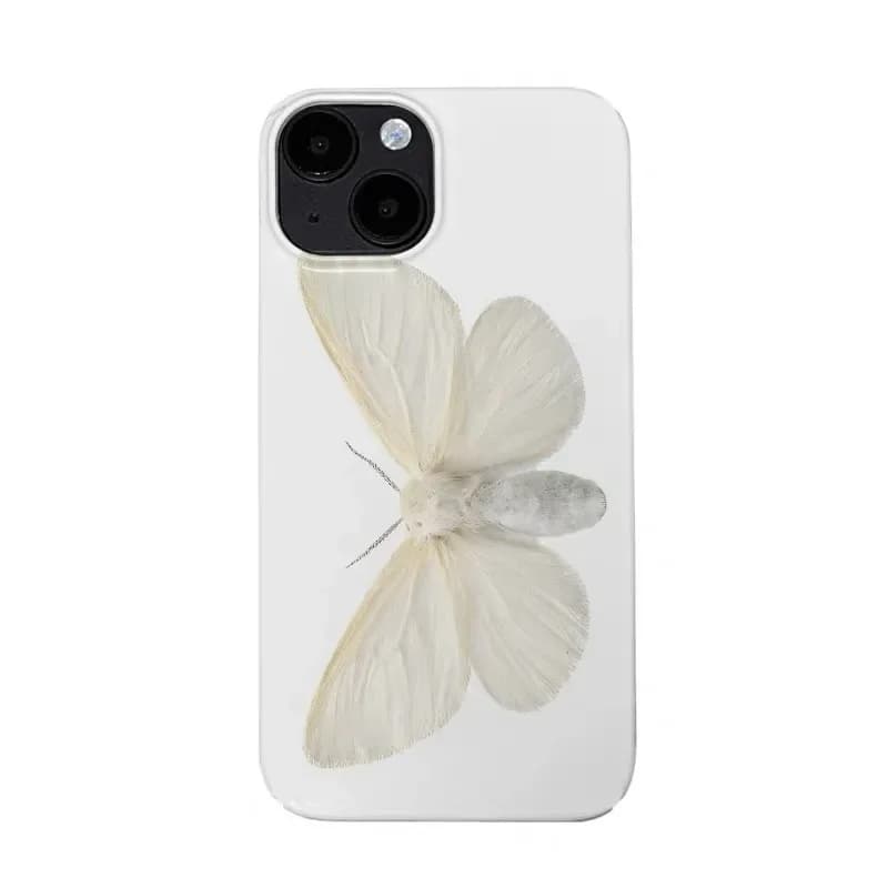 Trendy Case for iPhone with White Butterfly, for Models 17 AIR 16 15 14 13 12 11 Pro Max XR XSMAX 8 PLUS, Cover Minimalist Y2k