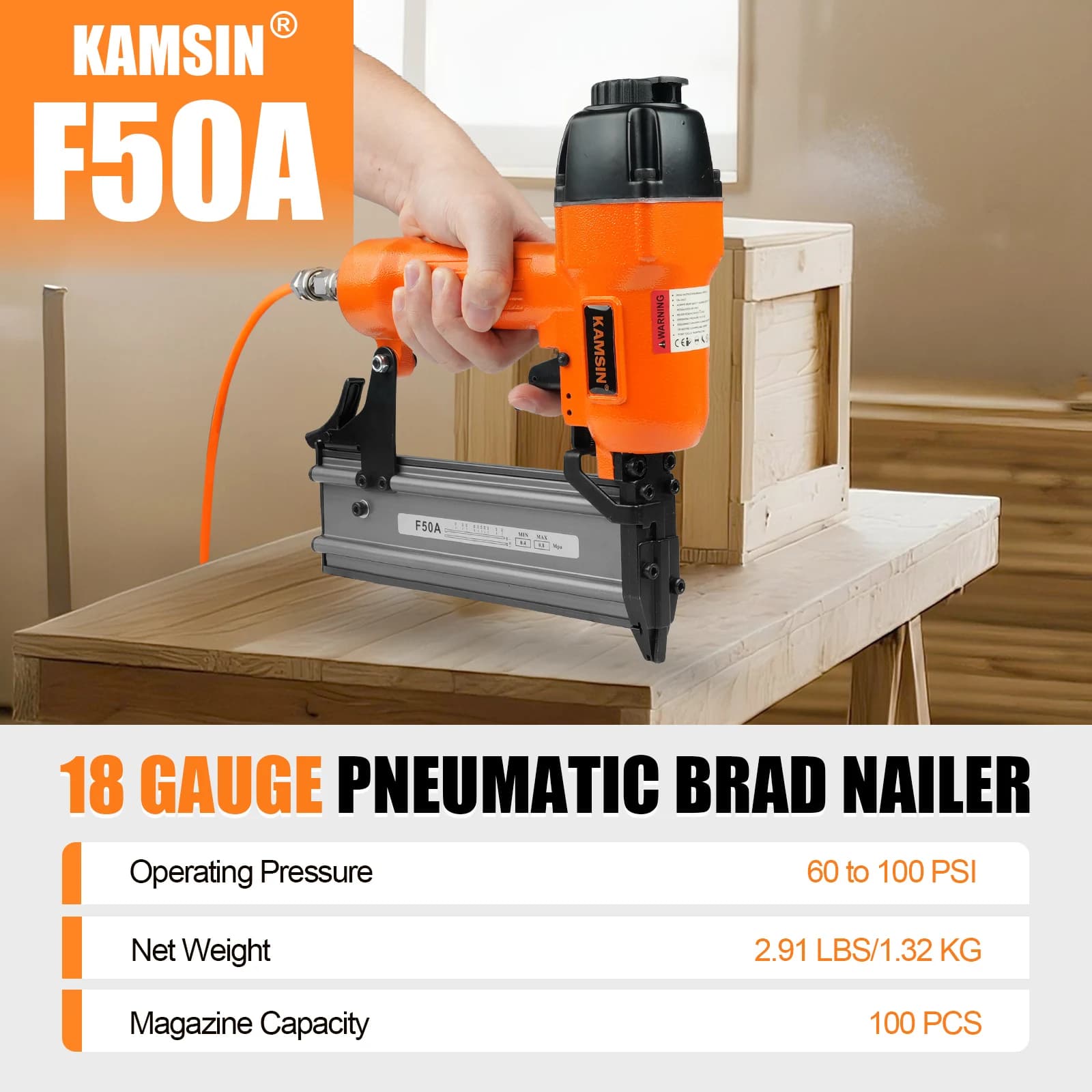 Chiodatrice Brad F50A Home fai da te | Compatto, leggero e sicuro con serratura | Per chiodi 18Ga da 3/4" a 2"