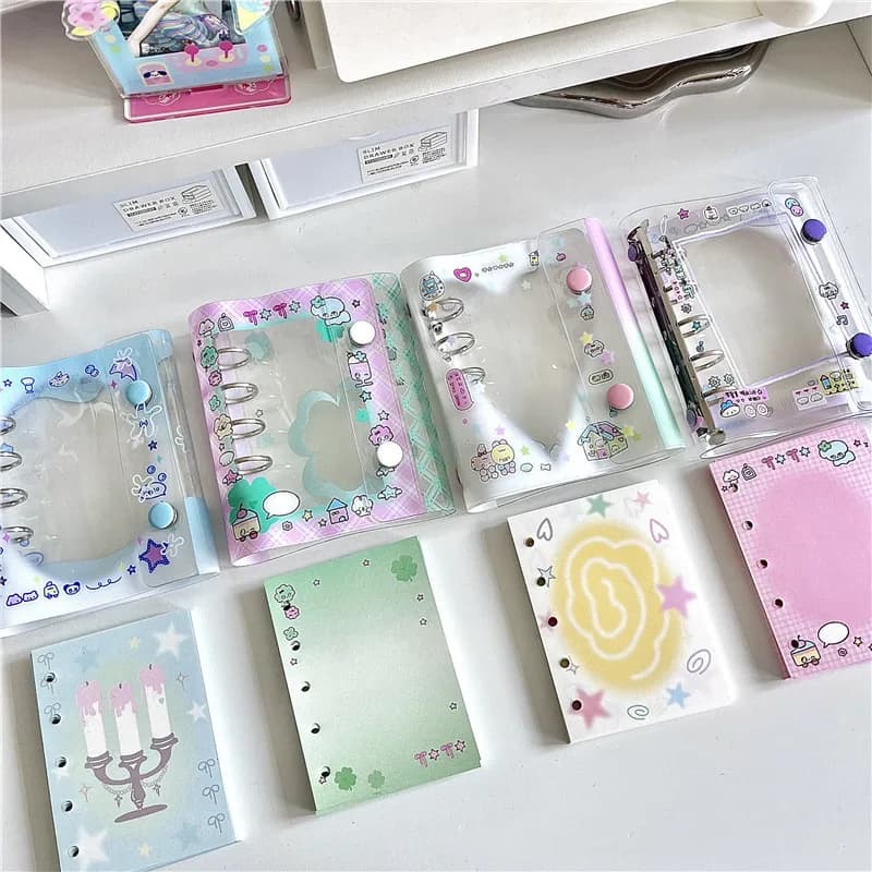 M5 5Hoes Cute Colored Loose Leaf 5-Hole Candy Colored Binder Cover Journal Sketchbook Accessories Diary Office Supplies