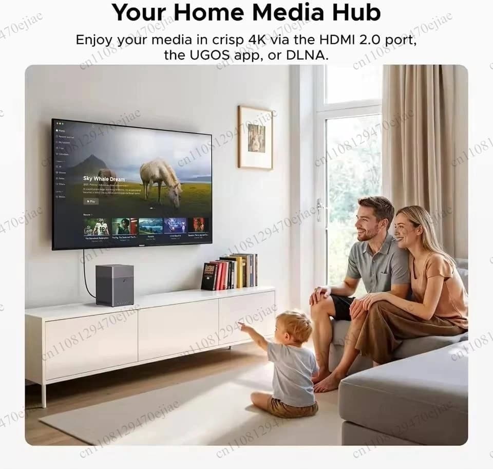 DH4300 Plus 4-Bay Desktop NAS Diskless, 8GB RAM 120TB Max, AI Photo Album Remote Access Home Network Storage Server