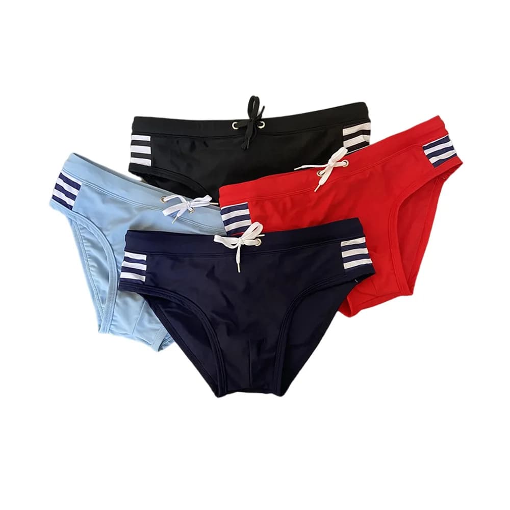 Costume da bagno semplice in tinta unita da uomo triangolare a vita bassa sportivo costume da bagno da spiaggia surf marea 10042