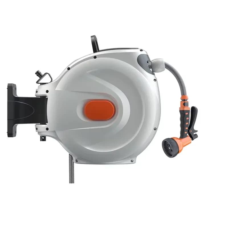 Automatic Retractable PVC Hose Reel with Connector Water Drum Storage Cart for Car Washing Garden Watering Cleaning