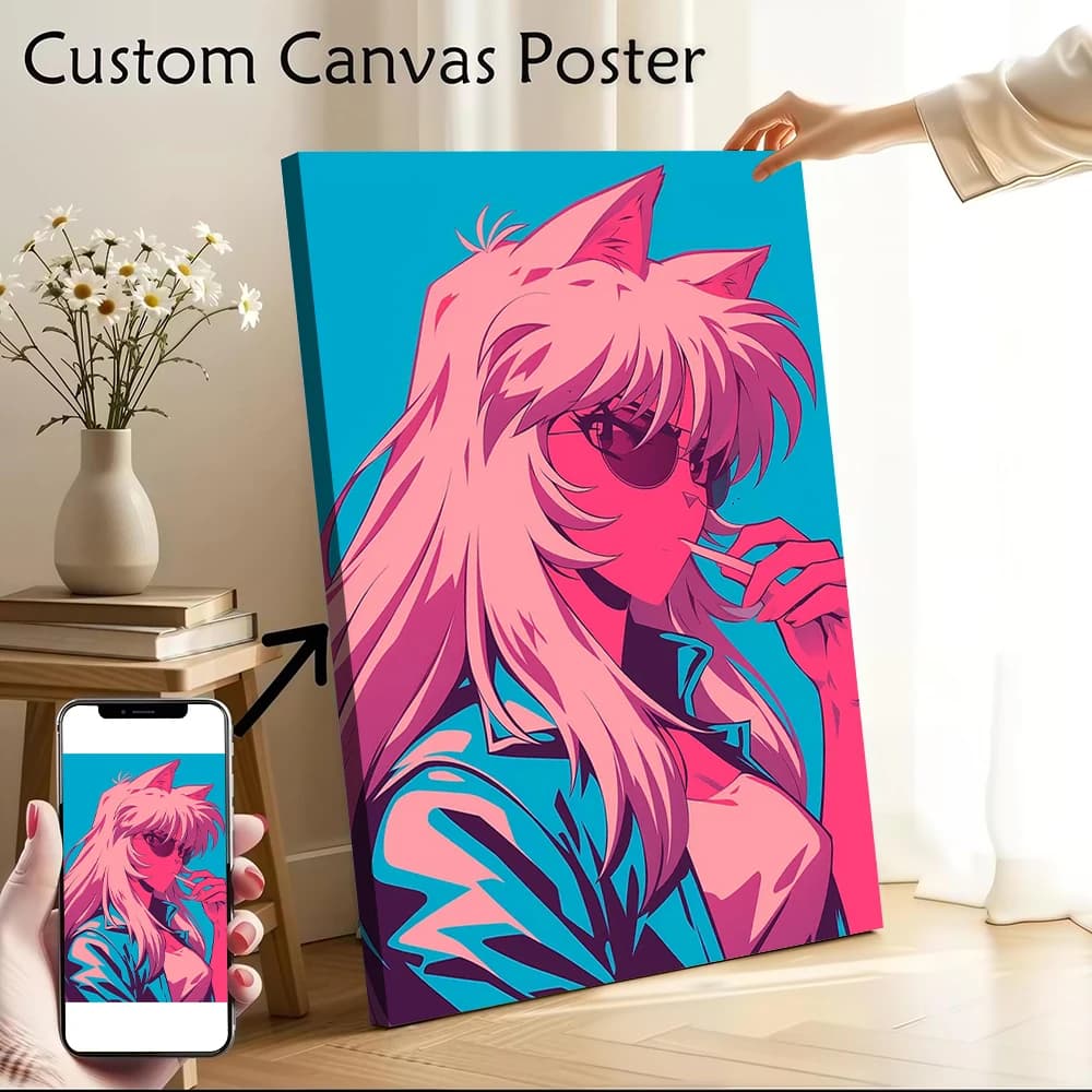 Poster su Tela di Ragazza Anime con Occhiali da Sole, Stampa Artistica per Fan, Decorazione per Casa, Soggiorno, Camera da Letto