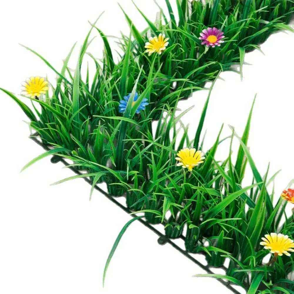 With Flowers Artificial Lawn Turf Mat Green Grass Fake Green Plants Plastic Material Multi-sizes Green Turf Mat